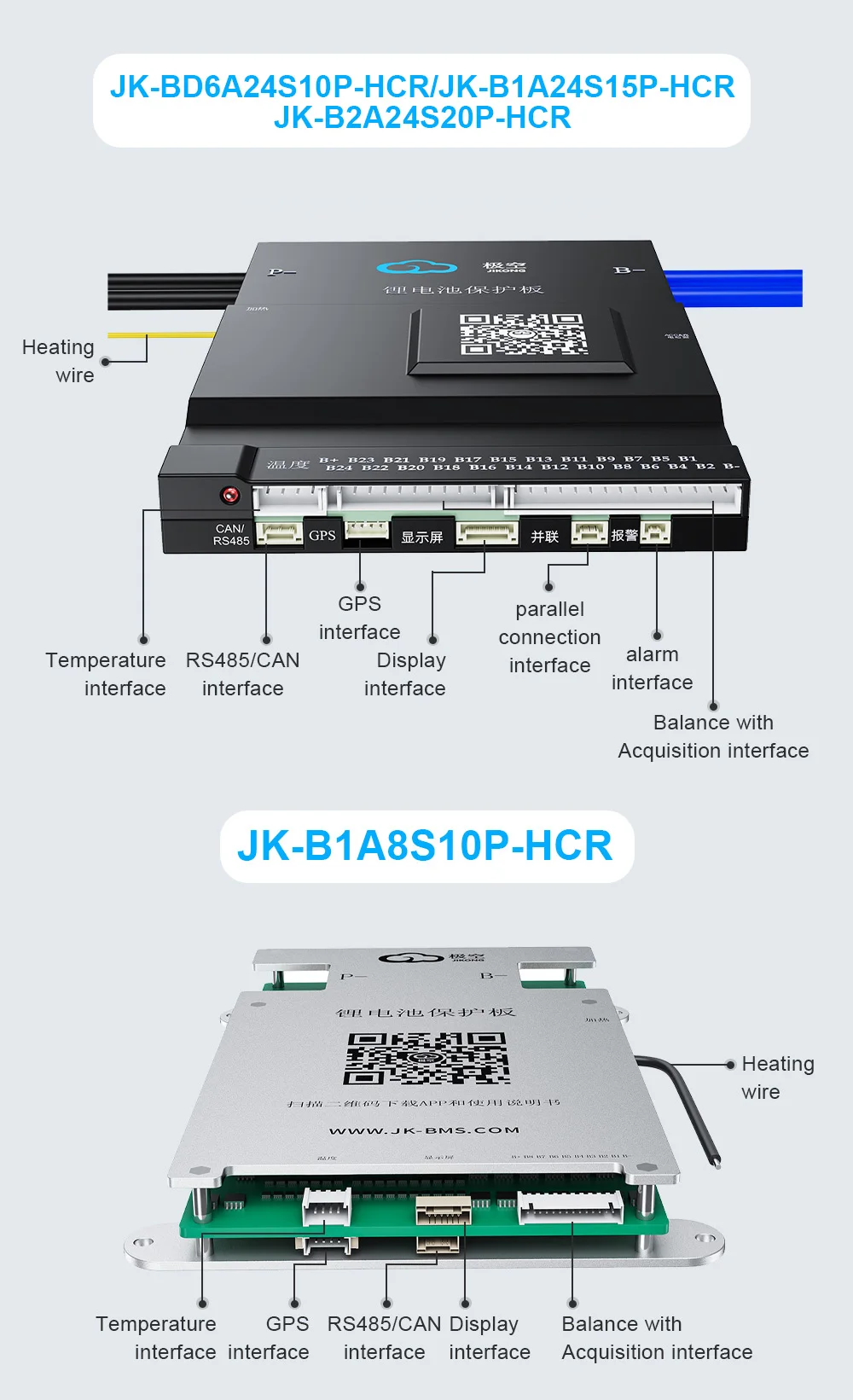 JK BMS V19 BMS 4S 8S 16S 24S 32S 100A 150A 200A 300A HEAT CAN RS485 BT LCD Li-Ion/ Lifepo4/ LTO Batterie 0,6-2A Aktiver Balancer – Detail 8
