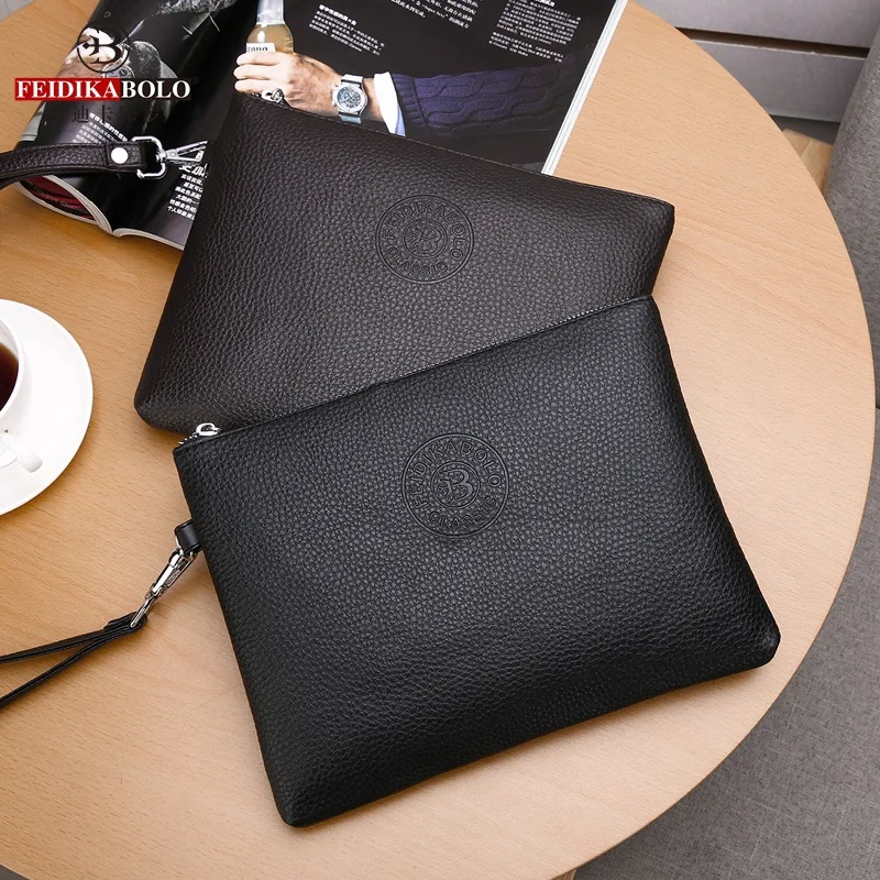 2024 nuevo bolso de mano tipo sobre para hombre, cartera de cuero suave PU de gran capacidad, bolso para teléfono móvil, bolsos de mano elegantes para ocio para hombre