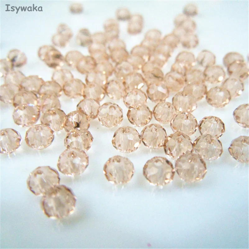 Isywaka Tender Rose Color 3*4mm125pcs Rondelle  Austria faceted Crystal Glass Beads Loose Spacer Round Beads for Jewelry Making