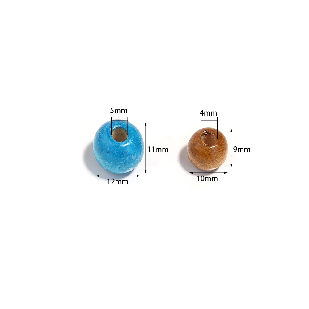 8 10 12mm Colored Maple Wooden Beads Round Big Hole Loose Spacer Ball Beads For Jewelry Making DIY Bracelet Necklace Accessories