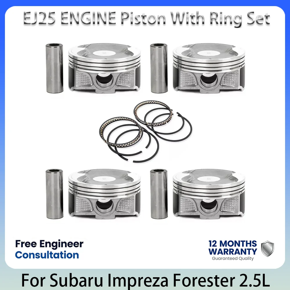 Pistão de Motor com Conjunto de Anéis 12013AB250 para Subaru EJ25 EJ251 EJ253 2.5L Não Turbo 00-09 Impreza Forester Legacy Outback