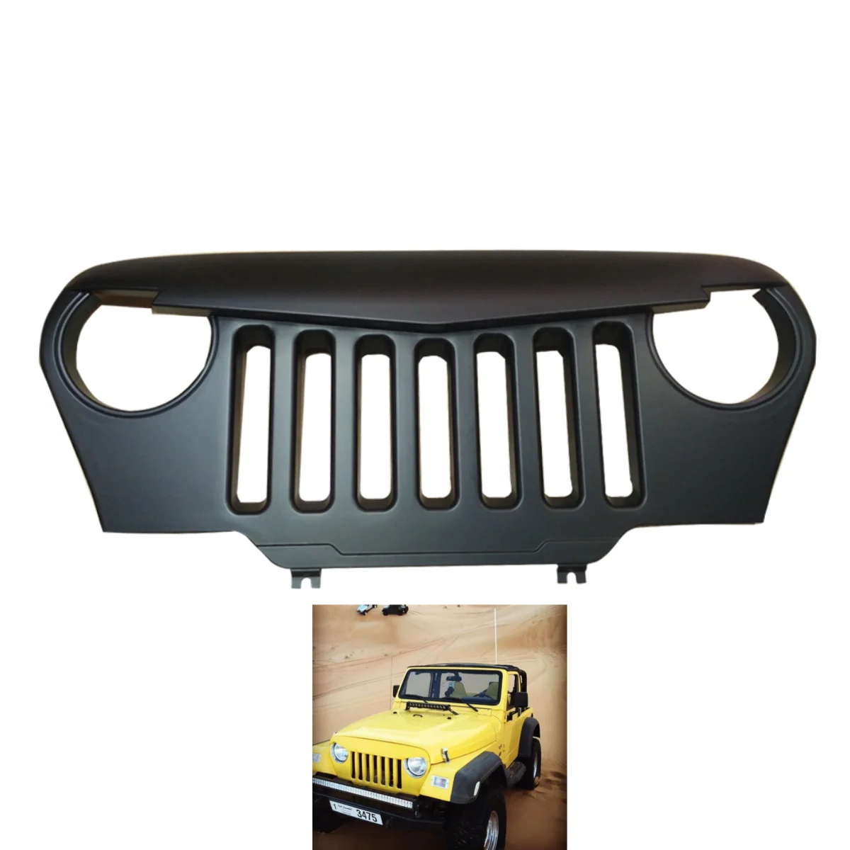 

Lantsun для Jeep TJ, защита передней решетки, черная сетка Angry, замена ABS, материал для Jeep Wrangler TJ 1997-2006 J187