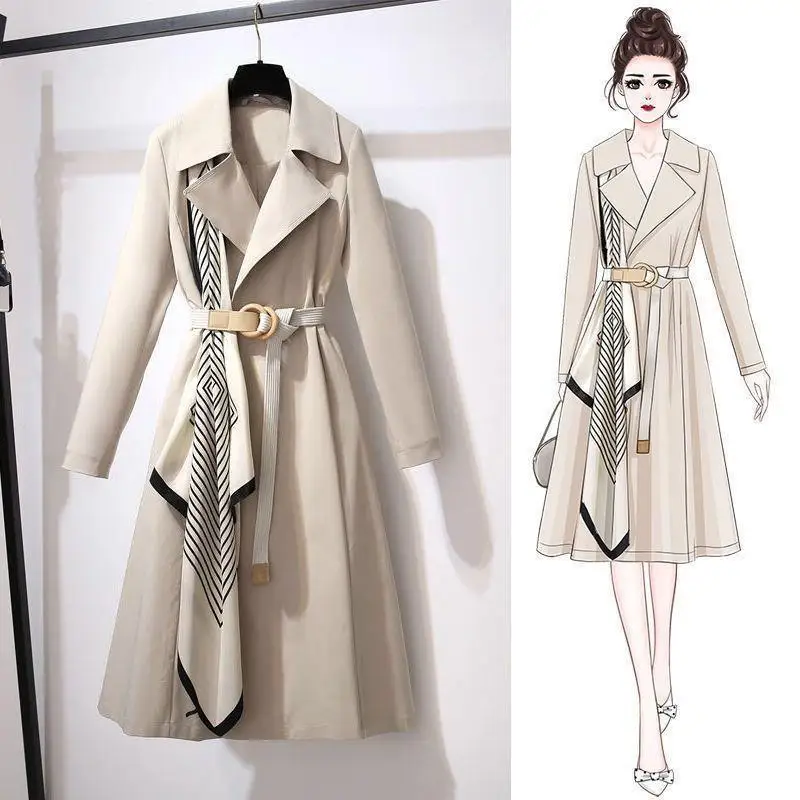 New Style Plus Size British Trend Double-breasted Ladies Polyester spring autumn  Women Wind Coat