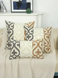 1pc, Elegant Chain Embroidered Cushion Cover Without Filler, Decoration For Living Room, Car, Sofa