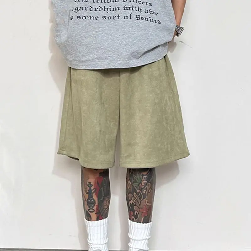 

Замшевые шорты, мужские летние универсальные укороченные брюки, свободные широкие брюки