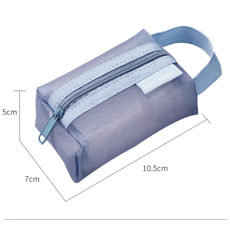 Square Nylon Mesh Storage Pouch Stereo Mini Zipper Bag Portable Small Makeup Bag For Lipstick Keys Coins