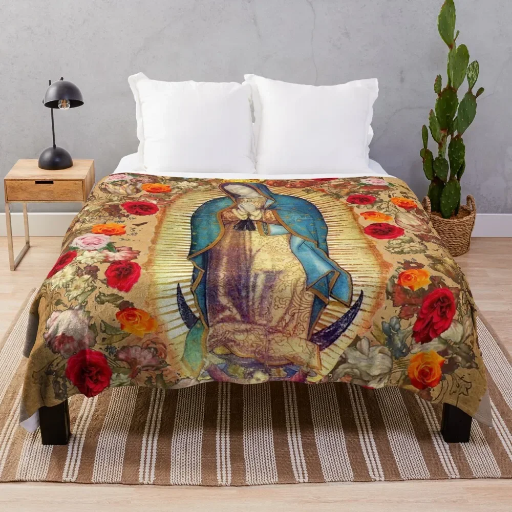 Our Lady of Guadalupe Virgin Mary Catholic Mexico Throw Blanket Shaggy Fluffys Large blankets ands Camping Blankets