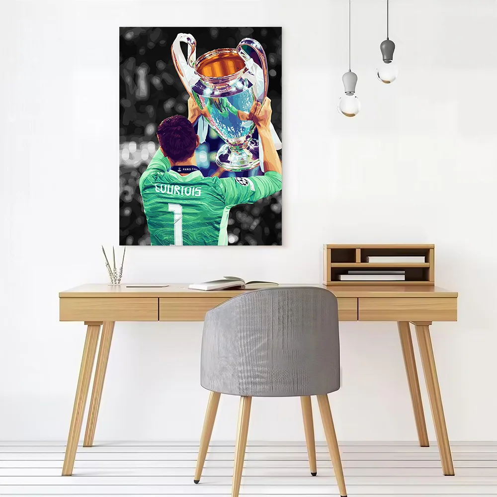 Courtois Champions League Victory Canvas Poster Customizable Pictures Wall Art Canvas Painting for Room Decoration Gaming Home