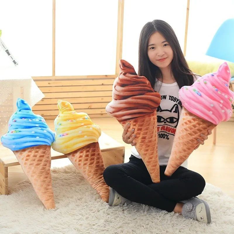 Soft Plush Stuffed Doll Toys Creative Pillow 3D Sweet Ice Cream Pillow Cushion Car Waist Support Cushion