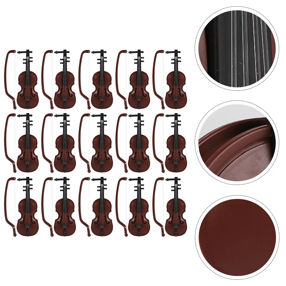 

15 Sets Violin Ornaments Miniature Tiny Model Hanging Musical Instrument Models Decor Decorations