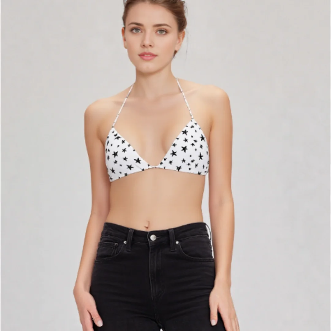 

Japanese subculture Y2K Harajuku style light white star bikini two-piece set summer hot girl vacation hot spring bikini set