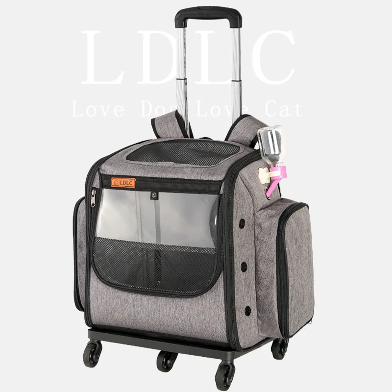 

New Folding Trolley Pet Bag Large Universal Wheel Pet Backpack Going Out Portable RV Cat Bag