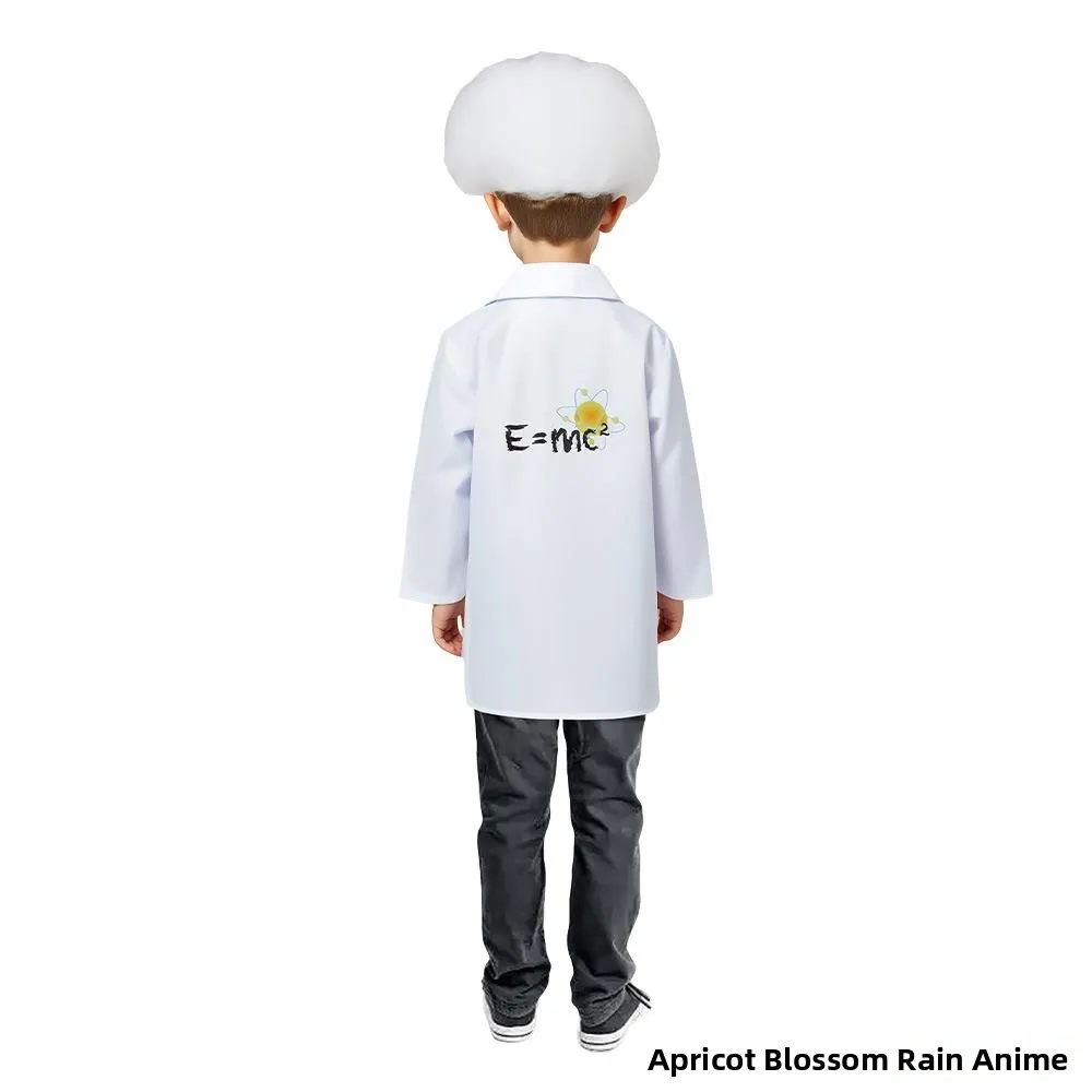 زي أينشتاين معطف مختبر أبيض للأطفال زي أداء لمحاضر الفيزياء للهالوين للتبادل الثقافي عبر الحدود