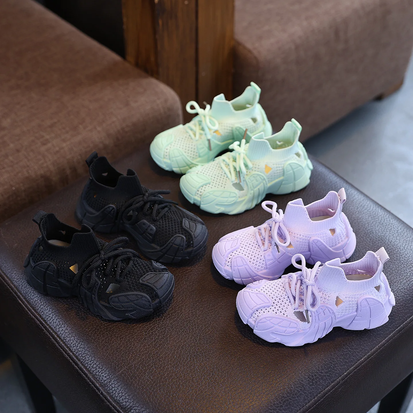 Kid Shoes Sneakers Fashion Knit Luxury Designer High Top Children Shoes Comfortable Casual Running Sports Tennis Shoes Boy Girls