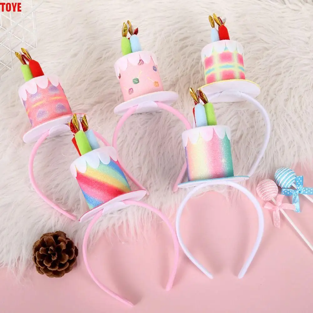 

Lovely Hair Accessories Birthday Hairband Candle Happy Birthday Korean Style Headband Cake Colorful Women Hair Hoop Headdress