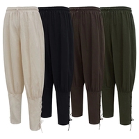 Men's Viking Pants Medieval Renaissance Larp Pirate Horseman Costume Trousers Ankle Belt Pants