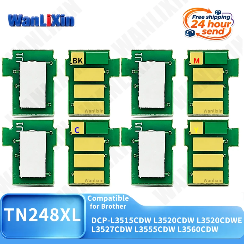 4 PCS TN248XL TN248 XL Toner Cartridge Chip Compatible for Brother L3527CDW L3555CDW L3560CDW DCP-L3515CDW L3520CDW L3520CDWE