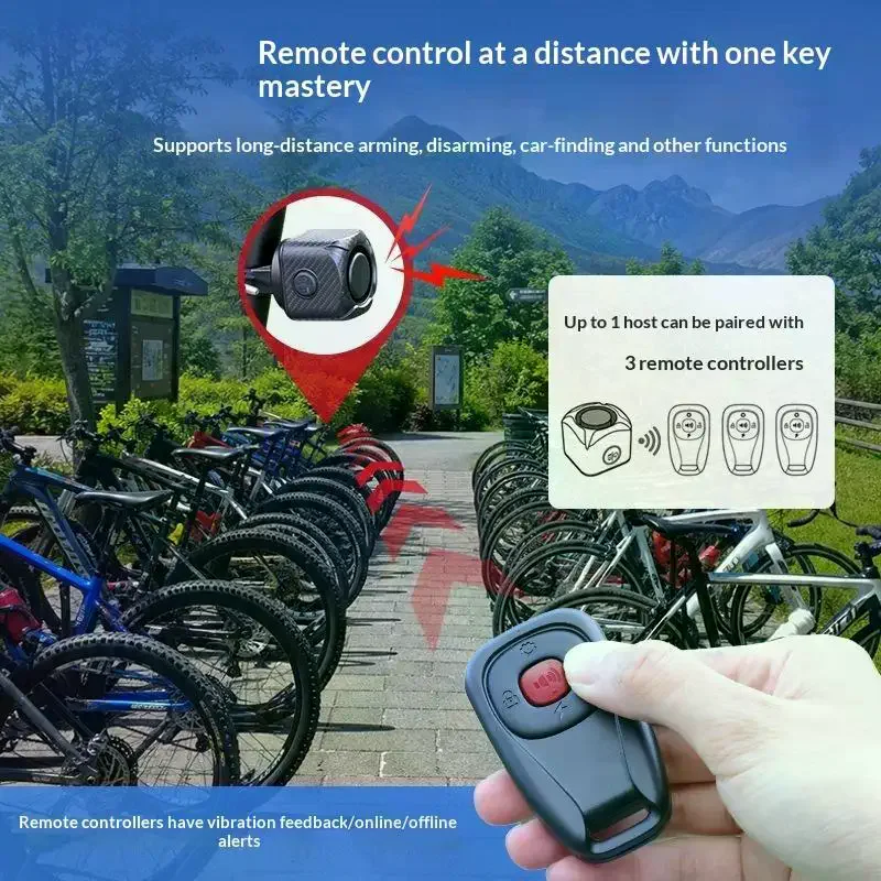 Awapow One/Two Way AWireless For Motorcycle Bicycle Bike Car Carbon FiberVibration Alarm Rechargeable121dB Anti-theft Sensor