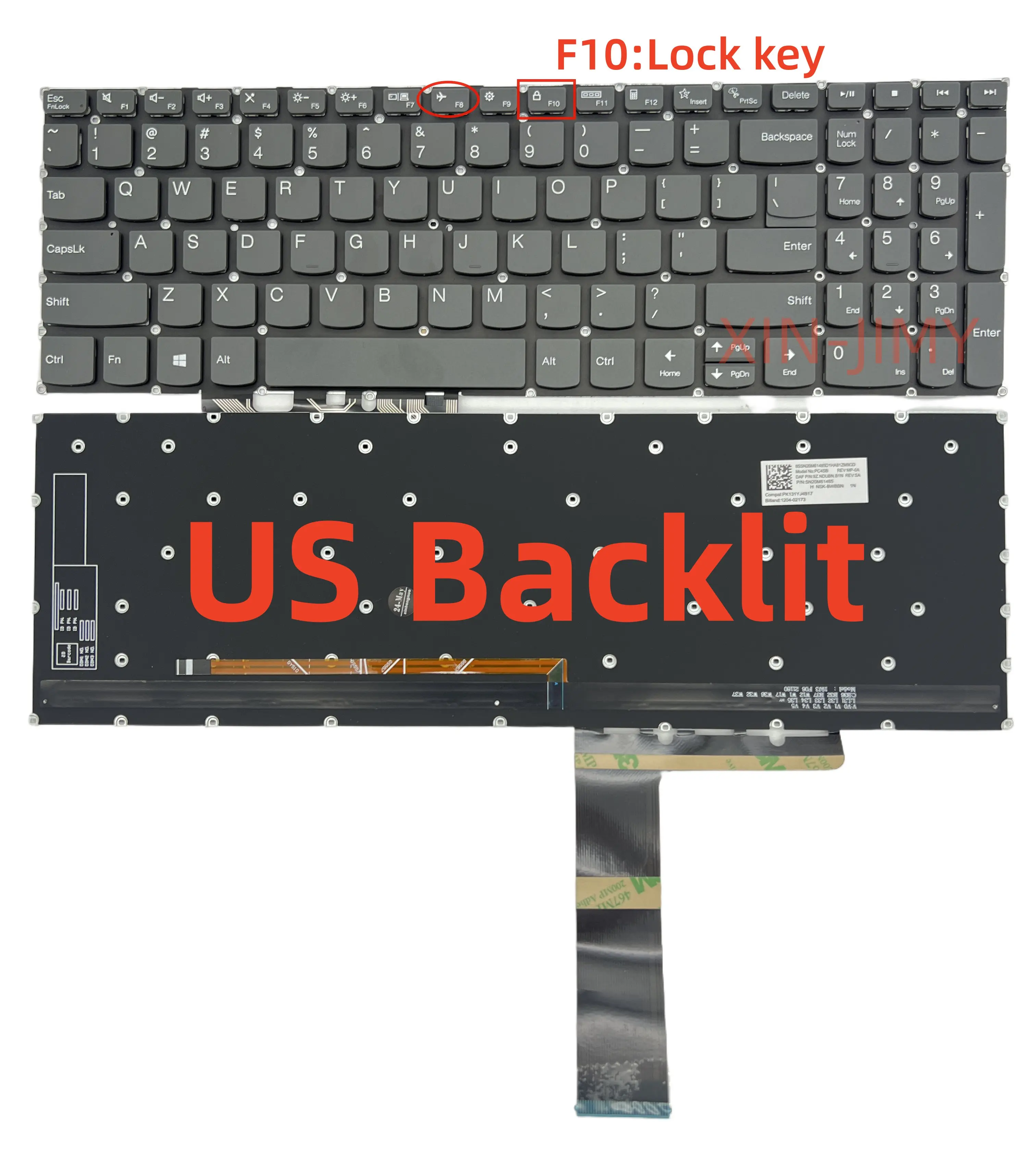 US Laptop Keyboard For Lenovo XiaoXin Air-15ARE 15ITL 2020 15ALC 15IIL 2020 F10 Lock-key with backlit