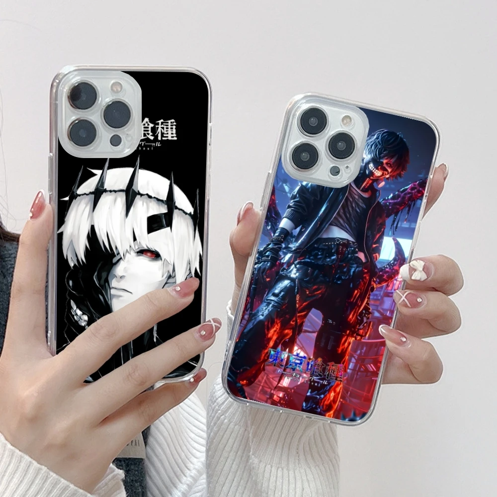 Tokyo Ghoul Kaneki Mobile Cell Phone Case for iPhone 16 15 14 13 12 11 X XR XS 8 Pro Max Plus Mini Clear Transparent Cover Shell