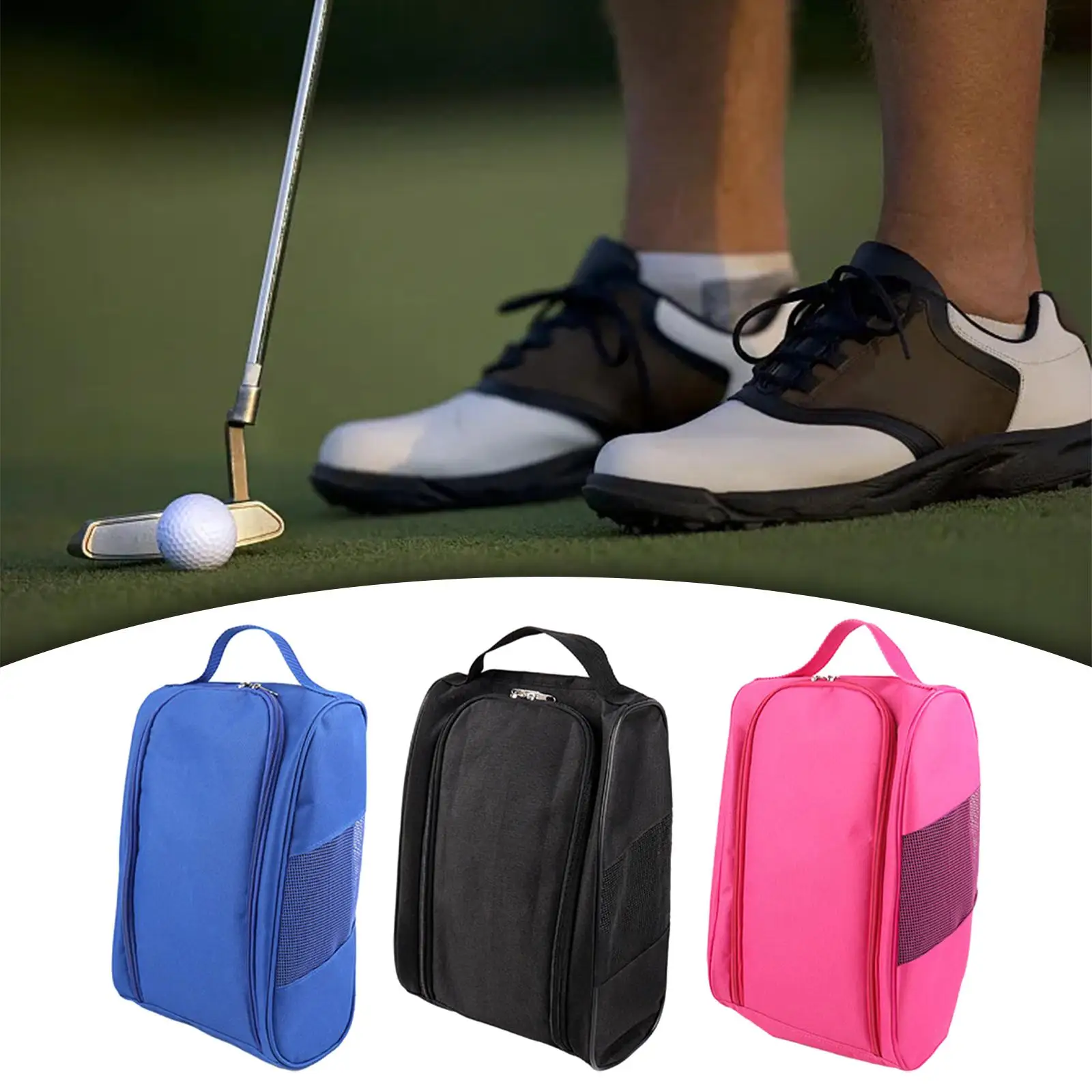 

Golf Shoes Bag Zippered Large Capacity Multipurpose Organizer Sports Shoes Case for Track and Field Gym Outdoor Hiking Men Women