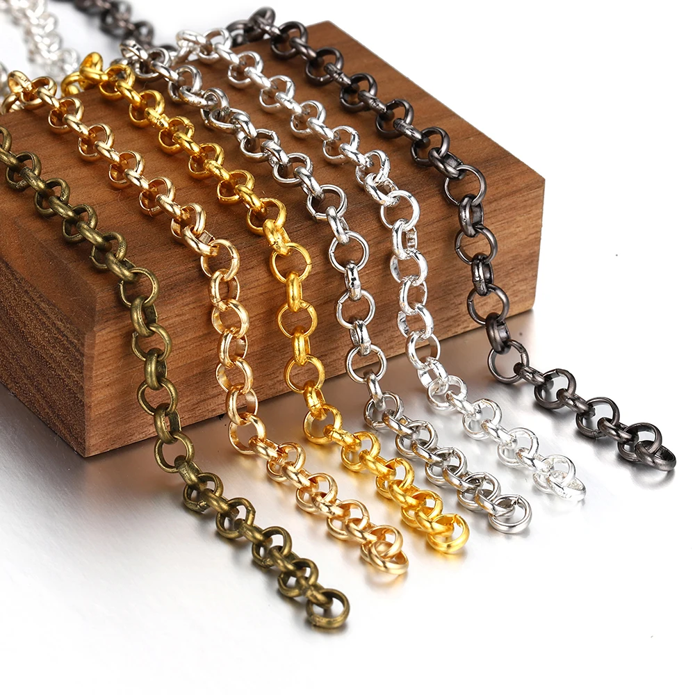 2Meters O Shape Necklace Chains Copper Bracelet Cable Link Bulk Chains DIY Handmade Jewelry Making Findings Wholesale image 4