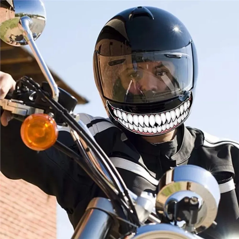 Helmet Decorative Decals Plastic Funny Teeth Face and Tongue Design Decorative Stickers for Bike Helmets Laptop DIY Decoration