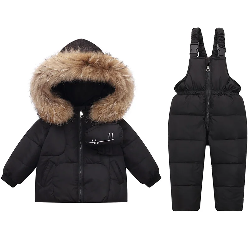 Winter Children\'s Down Jacket Suit for Boys Two-piece Coat+pant Girls 1-5 Year Winter Thickened Kids Clothing Set Bright Color