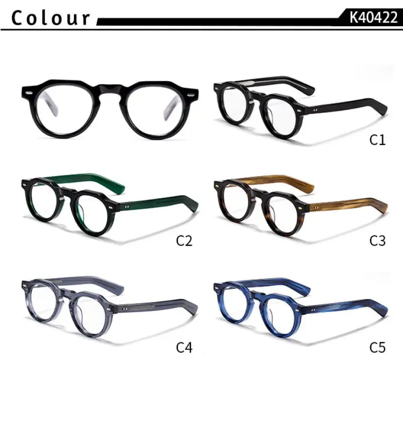 CATERSIDE Vintage Runde Männer Optische Gläser Rahmen Acetat Hohe Qualität Pin Core Dicken Rahmen Gläser Frauen Dekoration Brillen – Detail 1
