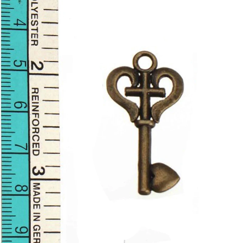 25pcs/Lot Retro Keys Charms Handiworks Jewelery Accessory DIY Religious Cross Heart Metal Ancient Bronze Plated Bracelets Making