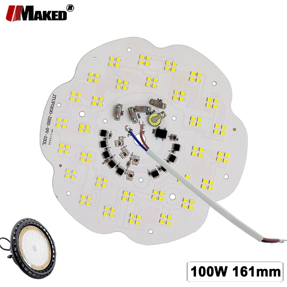 

2-10pc AC220V UFO Industrial Light Replace LED PCB100W Dia161mm 10000LM Full Power SMD2835 Source Panel For Factory Lamps DIY