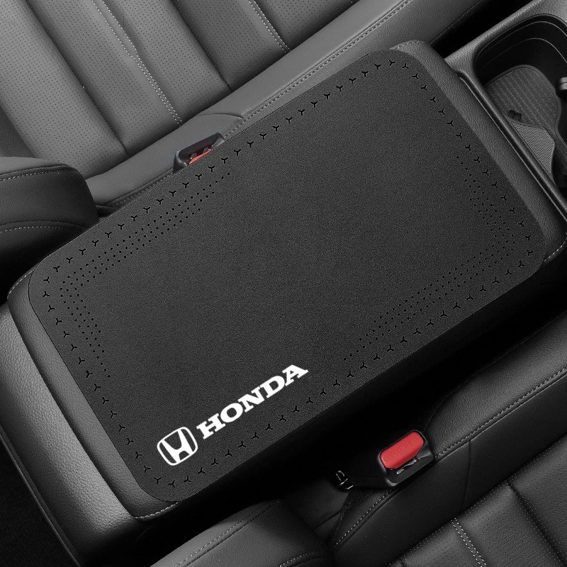1PC Leather Car Armrest Pad Center Storage Box Cover Protector Mat For Honda Mugen Power Civic Accords CRV Hrv Jazz CBR VTEC VFR