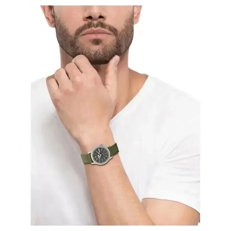 SEIKO SNK805 Watches for Men\'s 5 Quartz Stainless Steel Watch with Green Canvas Quartz Watch Mens Watches