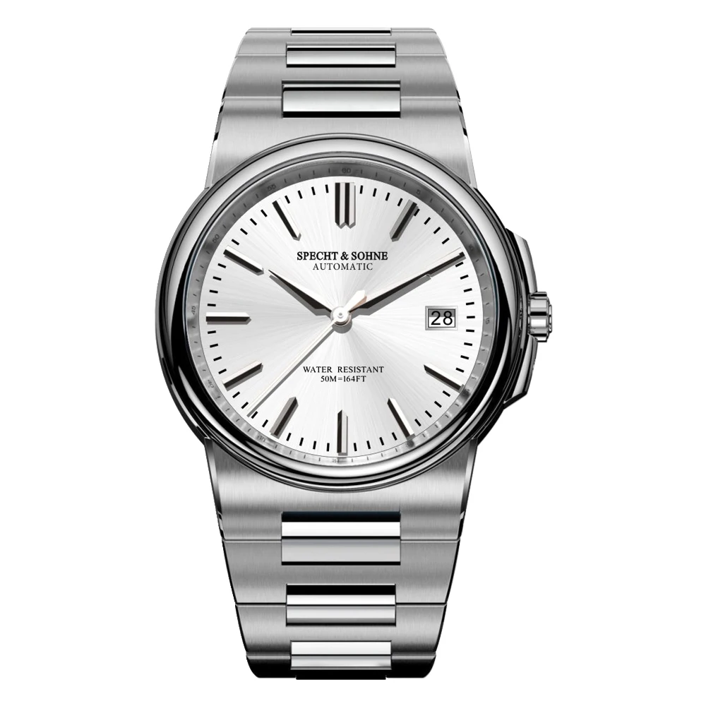 specht&sohne Neue hochwertige specht & sohne uhr 38mm automatische mechanische uhren saphirglas edelstahl reloj hombre wasserdicht 5