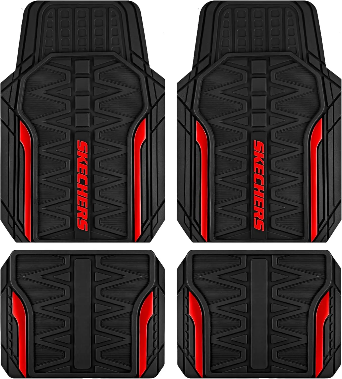 

Heavy Duty Rubber Car Mats Full Set, All Weather Waterproof Universal Fit for Cars Trucks SUV, Red