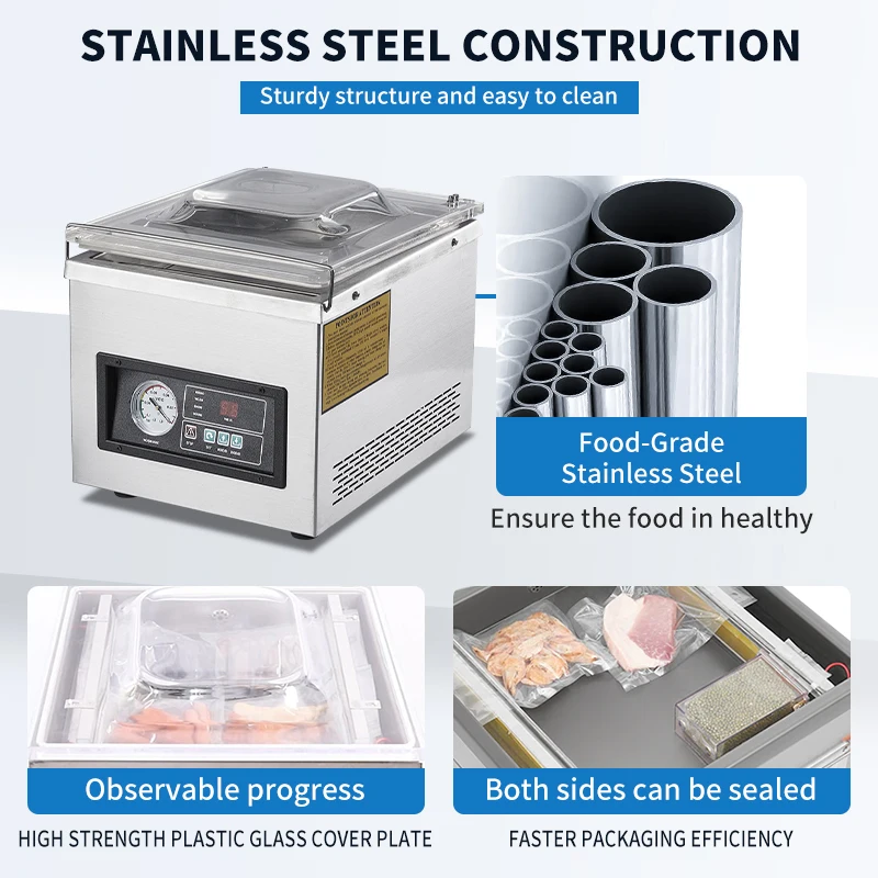 ماكينة سد الفراغات الكهربائية DZ-300 للأغذية واللحوم والفواكه والخضروات - لتغليف أكياس فيلم الرقائق المنسوجات #4