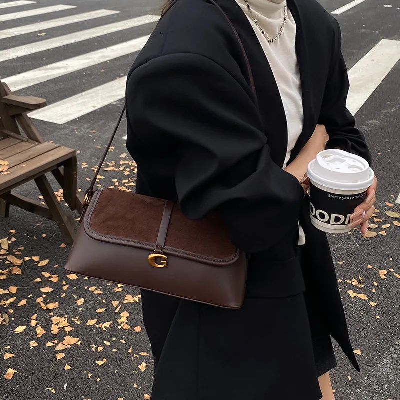 

2025 Color-Block Shoulder Bag for Women Adjustable Crossbody Strap Underarm Purse Minimalist Multi-Way Backpack