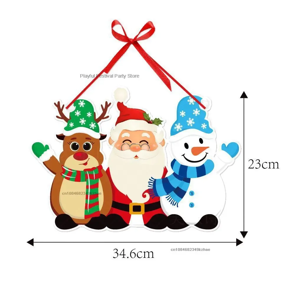 Merry Christmas Cartoon Door Hanging Pendant Santa Claus Snowman Elk Xmas Tree Drop Ornaments Welcome Sign Christmas Decor 2025