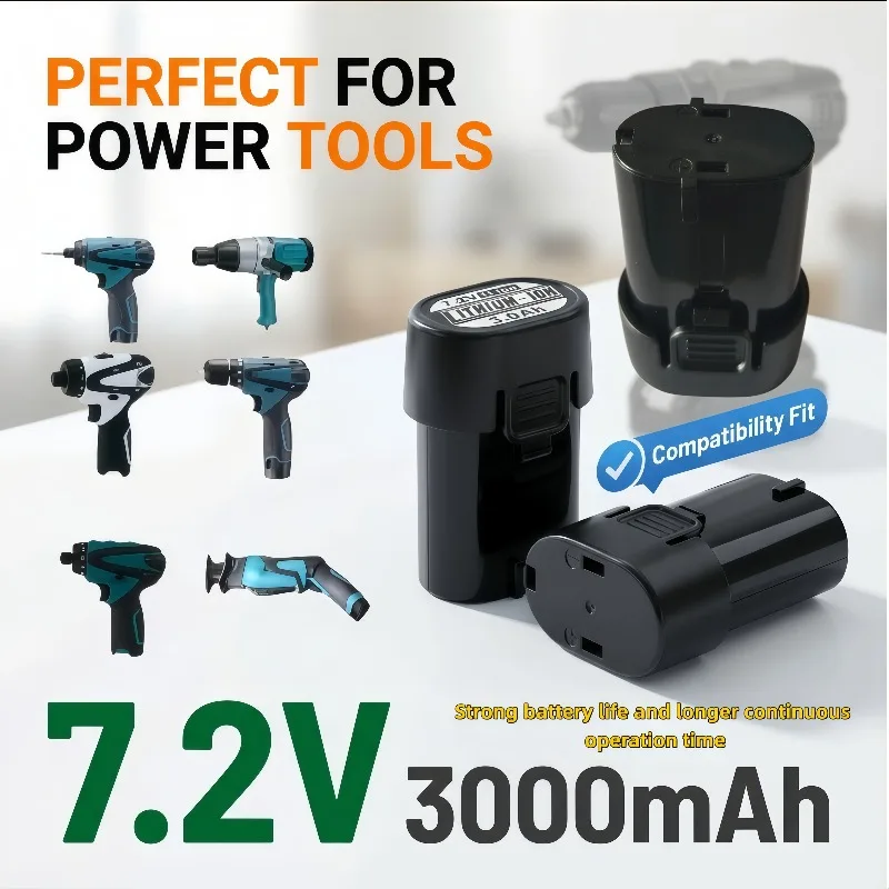 Power implement 7.2V 3.0Ah lithium battery module, top-grade 18650 cells direct fit to replace OEM batteries