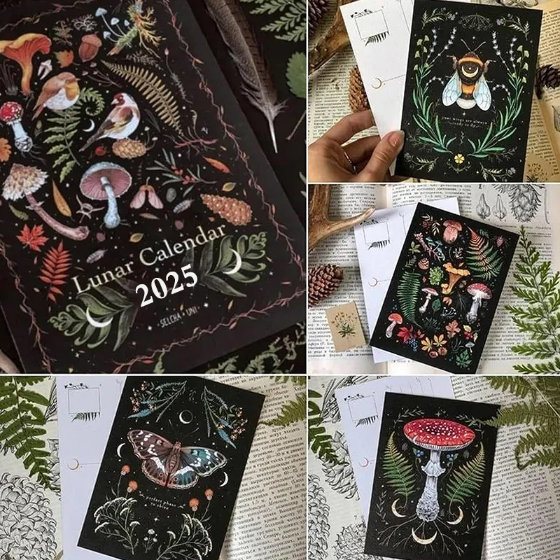 Dark Forest Lunar Calendar 2025 New Year Contains 12 Original Illustrations Drawn Throughout 12 Monthly Colorful Wall Calendar