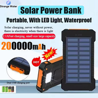 200000mAh Solar Power Bank Ultra Capacity Waterproof Battery Outdoor Portable Powerbank LED External Battery For iPhone Samsung