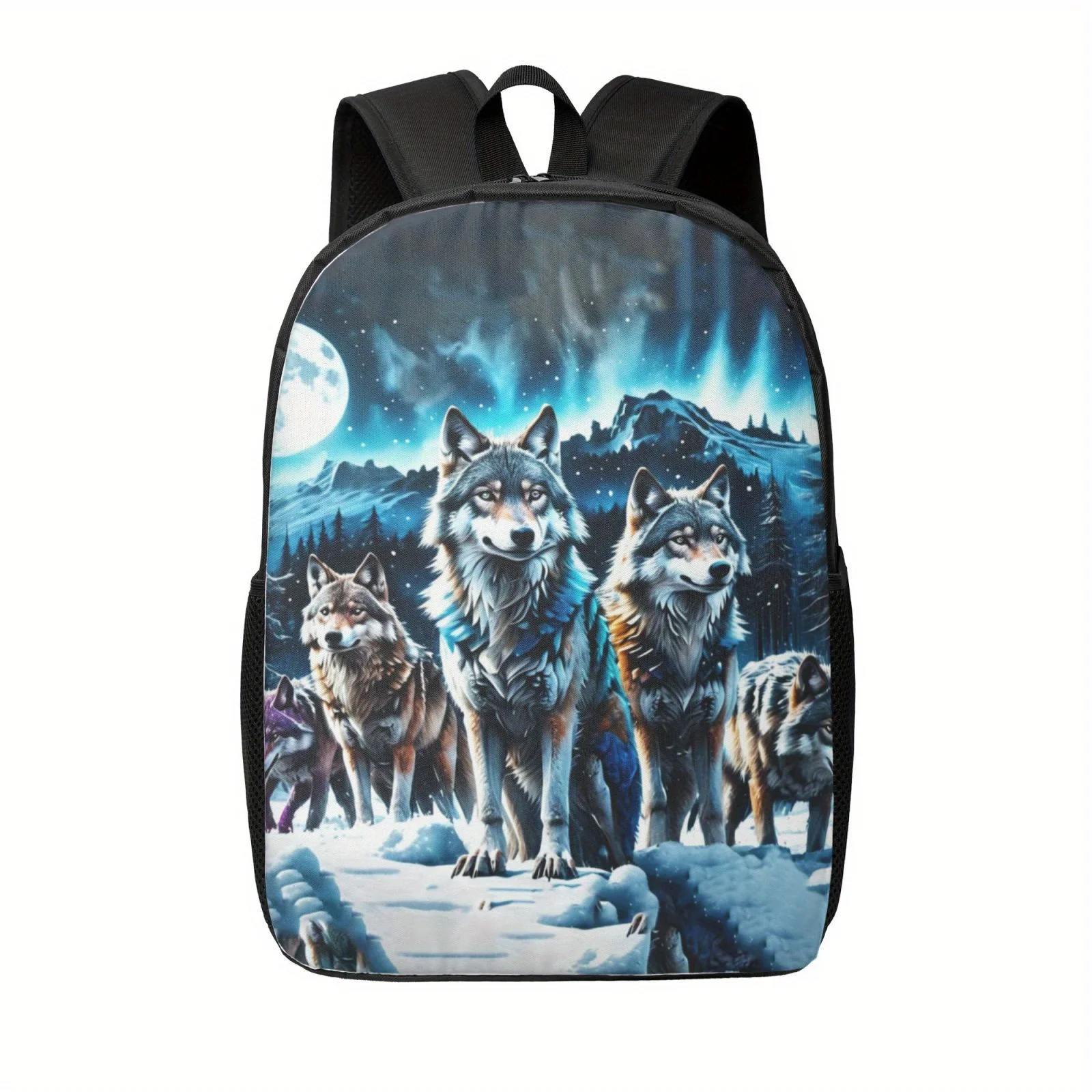 Snow Wolf Print Backpack Travel Laptop Bag for Women, Large Capacity Lightweight Laptop Bag Back To School Adjustable Straps