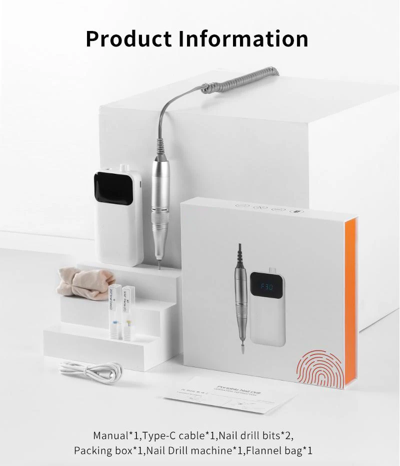 NEW 30000prm Rectangle Nail Drill Rechargeable Desktop Base Manicure Electric Machine Nail File Pedicure Cordless Drilling