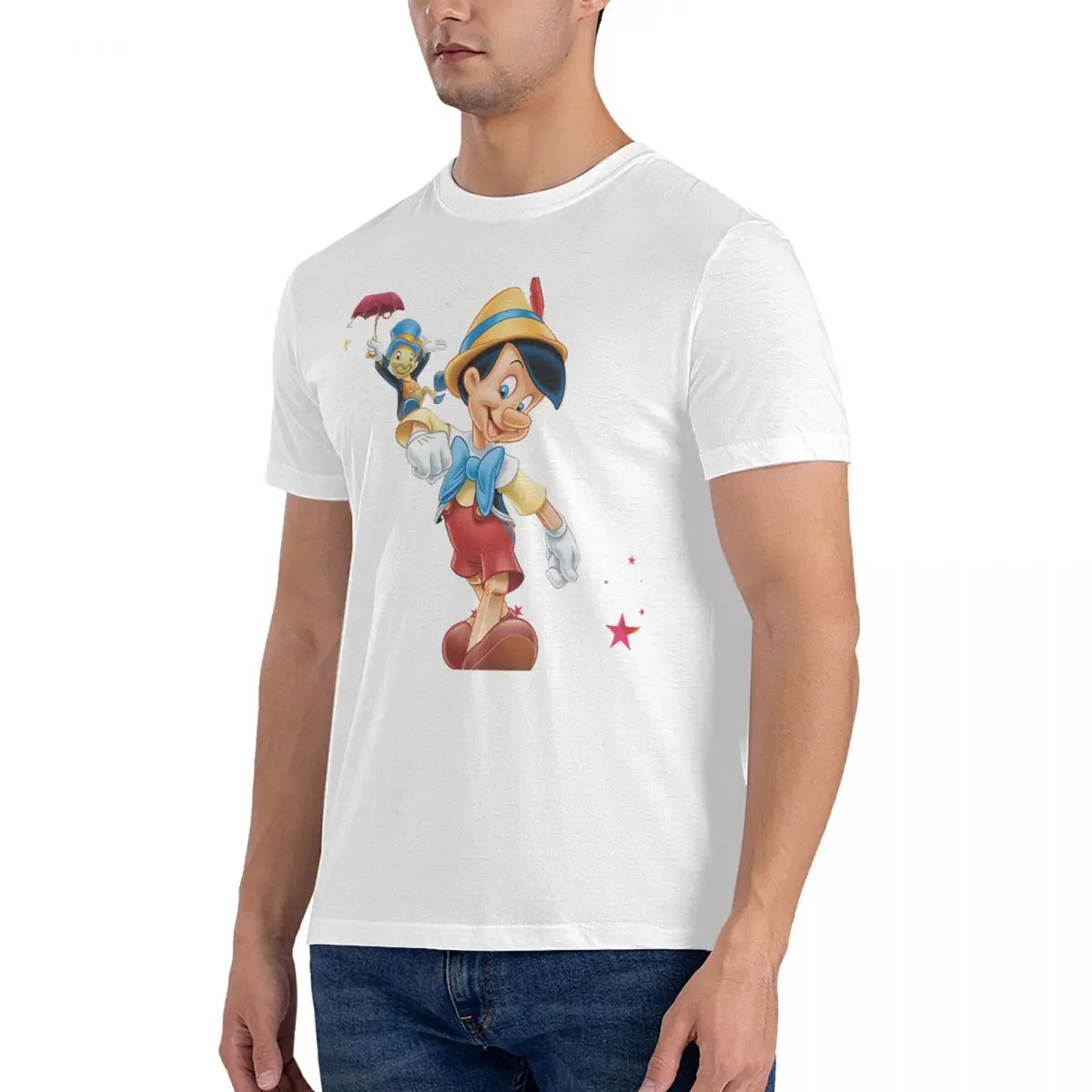 Cute Jiminy Cricket Vintage Cotton Tee Shirt Short Sleeve Disney The Adventures of Pinocchio Film T Shirt Round Neck Clothes