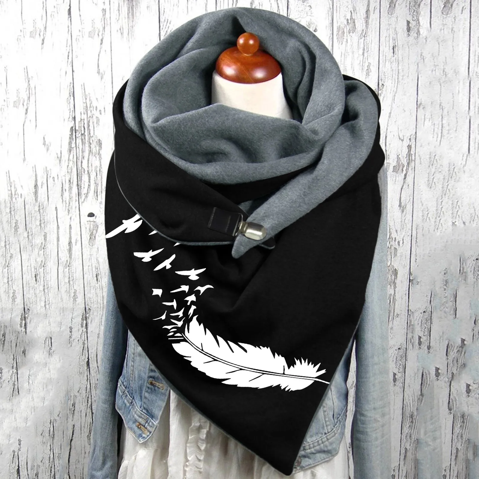 New Fashion Winter Women Scarf Funny Butterfly Flower Printing Button Soft Wrap Casual Warm Scarves Shawls Women Cotton Scarves