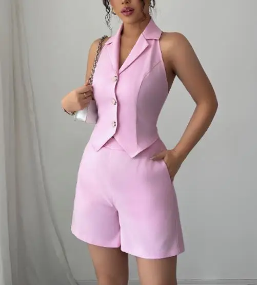 

Elegant Temperament Button Vest Solid Color Shorts Women's Suit Women's Clothing 2025 Summer