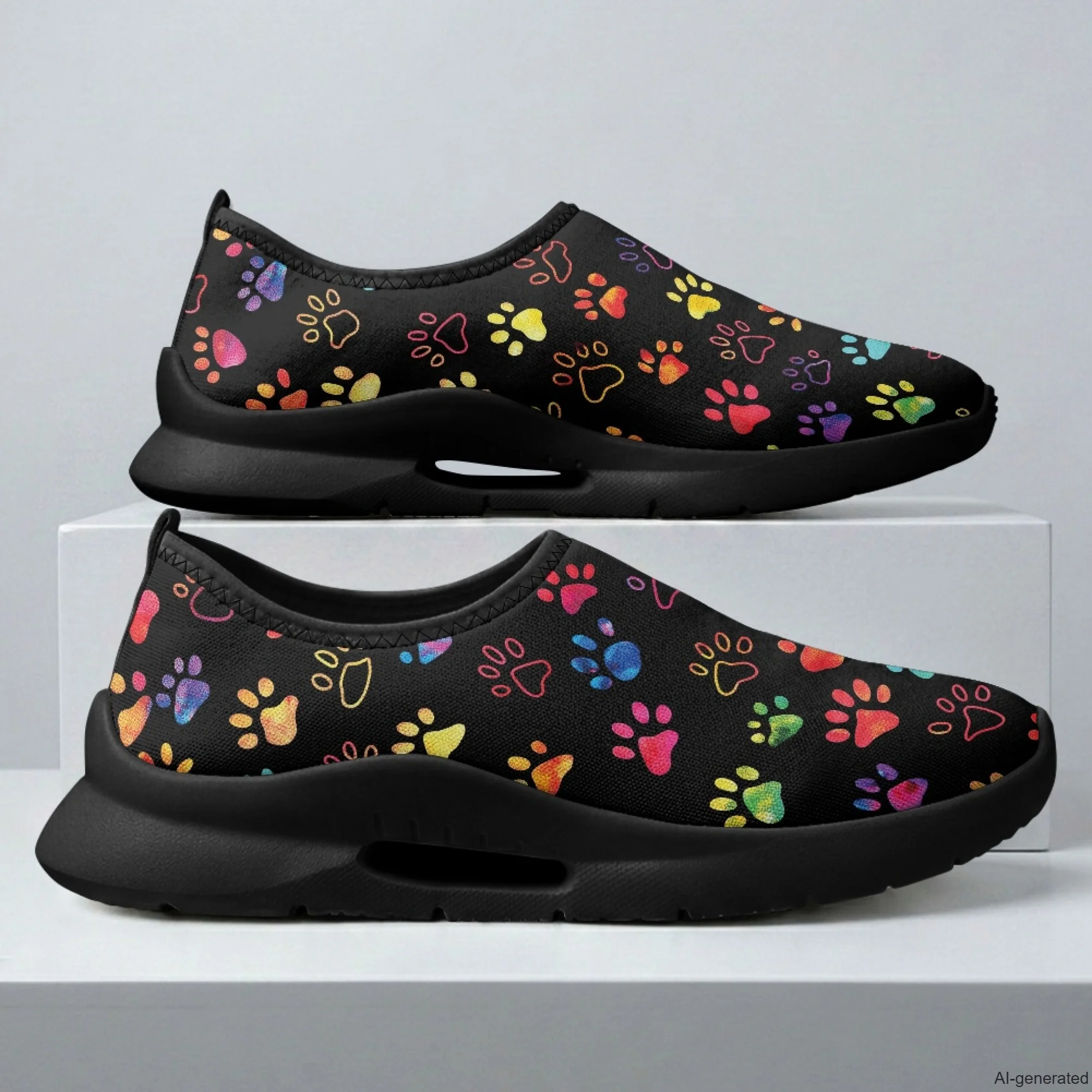 XIXIRIMIDO Mens Casual Shoes Slip On Walking Sneakers Women Gym Workout Shoes Dog Paws Print Breathable Mesh Shoes 35-48
