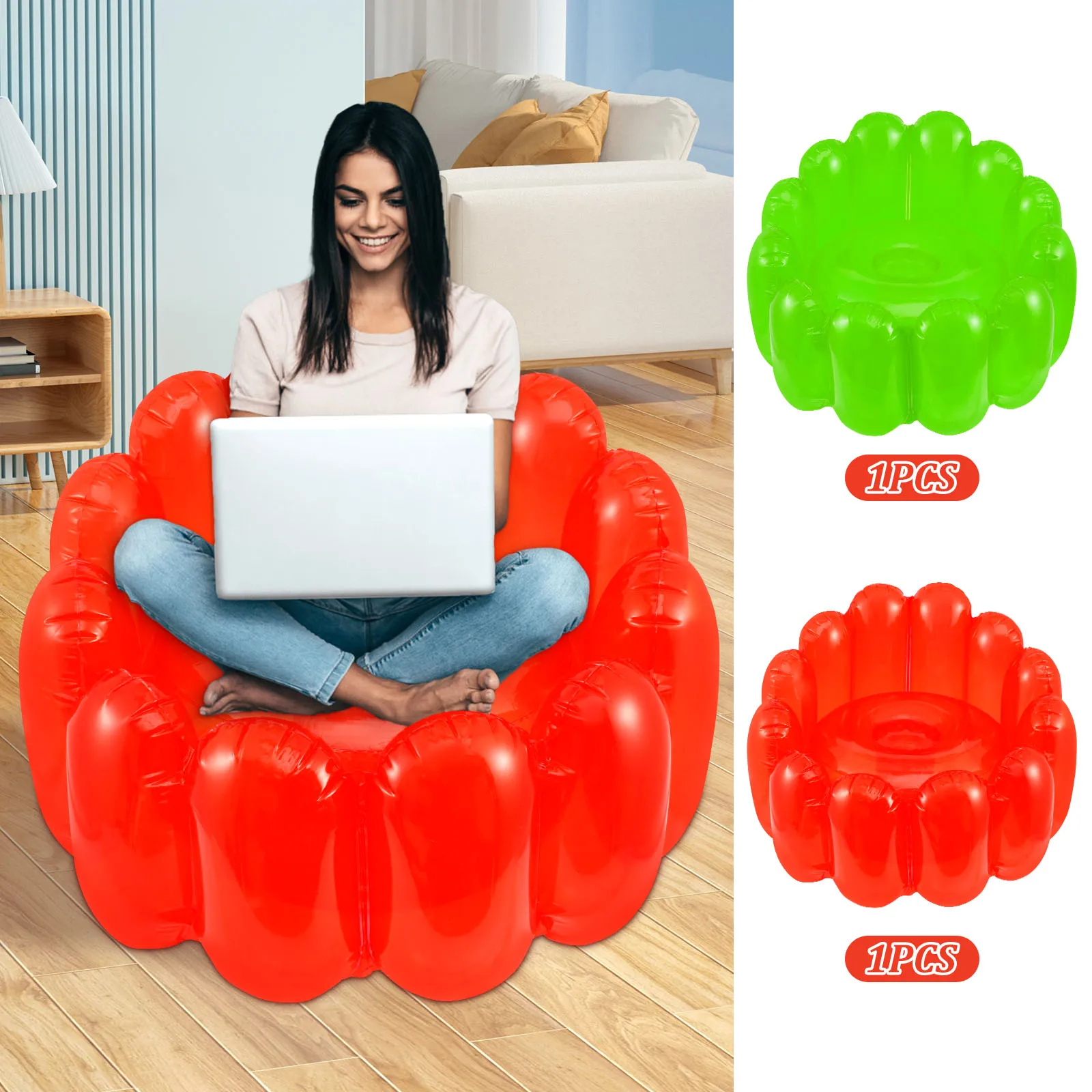 Lazy Inflatable Sofa Chairs PVC Folding No Filler Lounge Chair Versatile Strong Load Bearing Inflatable Seat for Outdoor Camping