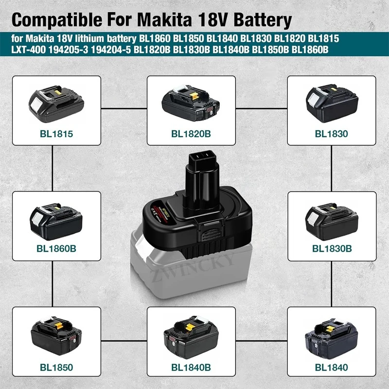 ZWINCKY Battery Adapter For Makita 18V Lithium Battery Converter For Dewaltt 12V 14.4V Ni-CD Ni-MH Electrical Tools Converter