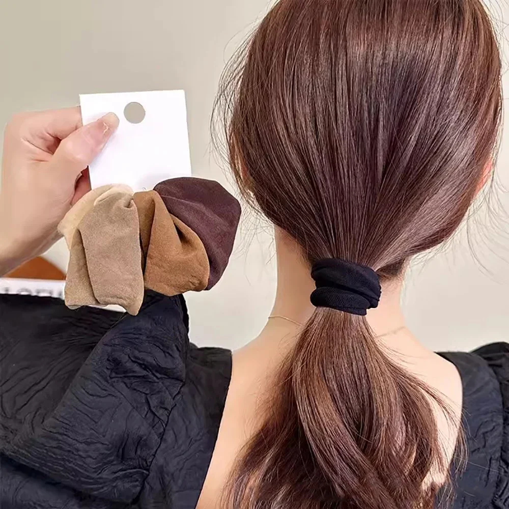 Bandas elásticas para el cabello para mujer, coleteros de goma sólida, lazos para el cabello en espiral, accesorios para el cabello, soporte para Cola de Caballo de moda, 4 unids/set